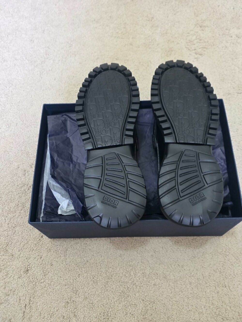DIOR HOMME Black Polished Calfskin Combat Loafer 45 - Picture 8 of 10
